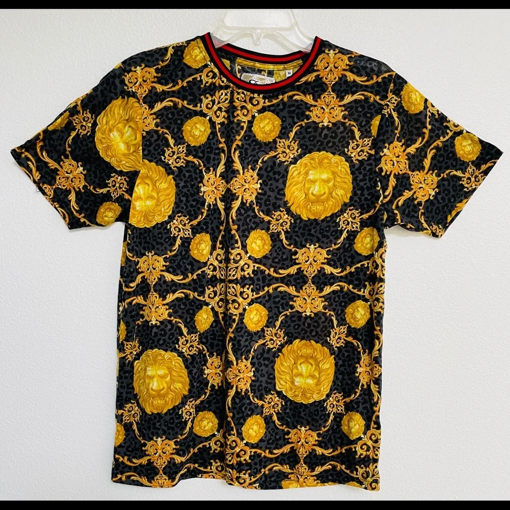 FRESH PRINTS of BEL-AIR Italian Designer Style Baroque LIONS Head SHIRT L - Picture 10 of 12